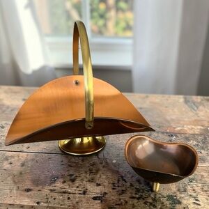 Vintage 1960’s Coppercraft Guild Copper & Brass Basket With Tripod Bowl EUC